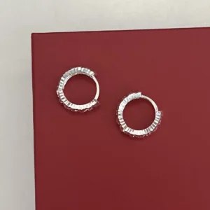 Bông tai Bạc ta khoen bấm Họa tiết trái tim